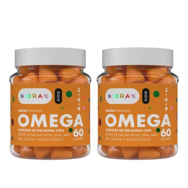 SUPLEMENTOS NIBRAY KIDS OMEGA 3 6 y 9 DHA ARA EPA PARA NIÑOS PACK 2 FRASCOS
