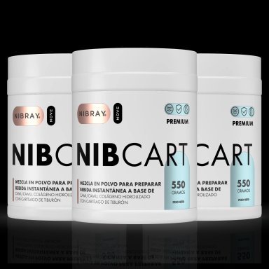 COLAGENO HIDROLIZADO NIBRAY POLVO CON CARTILAGO DE TIBURON 550 GR PACK 2 POTES NIBCART PREMIUM