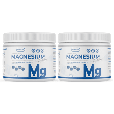 SUPLEMENTOS NIBRAY MAGNESIO POTASIO CALCIO Y VITAMINA C MAGNESIUM COMPLEX PACK 2 POTES