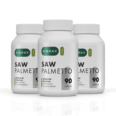 SUPLEMENTO NIBRAY CÁPSULAS BLANDAS SAW PALMETTO CON CHANCAPIEDRA 90 UNIDADES PACK 3X2