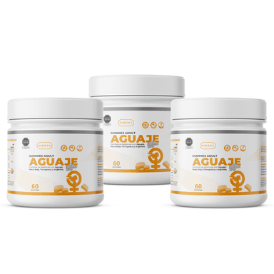 GOMITAS AGUAJE MACA ROJA FENOGRECO Y ARGININA NIBRAY 60 GOMITAS GUMMIES ADULT PACK 3 FRASCOS