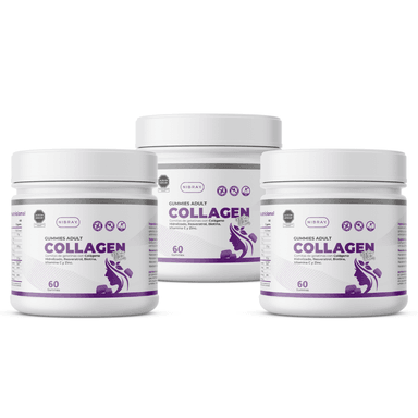 COLÁGENO CON RESVERATROL BIOTINA ZINC VITAMINA C GUMMIES ADULT NIBRAY 60 GOMITAS PACK 3X2