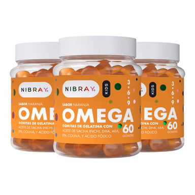 GOMITAS OMEGA 3 6 Y 9 DHA NIBRAY KIDS 60 GOMITAS ARA EPA COLINA Y PARA NIÑOS PACK 3X2 - 1