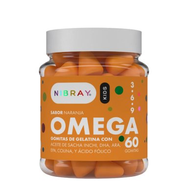 GOMITAS OMEGA 3 6 Y 9 DHA NIBRAY KIDS 60 GOMITAS ARA EPA COLINA Y ÁCIDO FÓLICO PARA NIÑOS