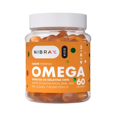 GOMITAS OMEGA 3 6 Y 9 DHA NIBRAY KIDS 60 GOMITAS ARA EPA COLINA Y ÁCIDO FÓLICO PARA NIÑOS - 1