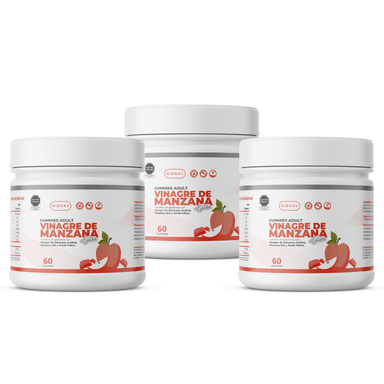 VINAGRE DE MANZANA CON INULINA VITAMINA B12 Y ÁCIDO FÓLICO 60 GOMITAS PACK 3X2 NIBRAY