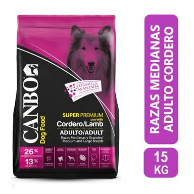COMIDA PERROS ADULTOS CANBO RAZA MEDIANA Y GRANDE SABOR CORDERO SÚPER PREMIUM 15 KG