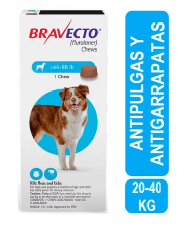 ANTIPULGAS PERRO BRAVECTO 1000 MG TABLETA 20 - 40 KG