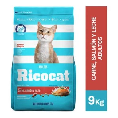 RICOCAT ADULTOS CARNE, SALMÓN Y LECHE 9 KG