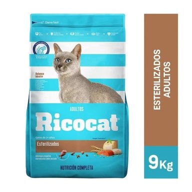 COMIDA SECA GATOS ADULTOS RICOCAT SABOR PESCADO SACO ESTERILIZADOS 9 KG