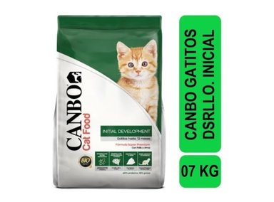 COMIDA SECA GATITOS CANBO RAZA MEDIANA SABOR POLLO SÚPER PREMIUM DESARROLLO INICIAL 7 KG
