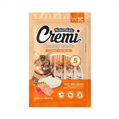 CREMI ATÚN Y SALMÓN SNACK HÚMEDO PARA GATOS X 5 TUBOS