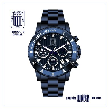 RELOJ ALIANZA LIMA HOMBRE ANÁLOGO BICAMPEON-45 OFICIAL - 1