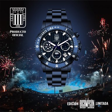 RELOJ ALIANZA LIMA HOMBRE ANÁLOGO BICAMPEON-45 OFICIAL - 3