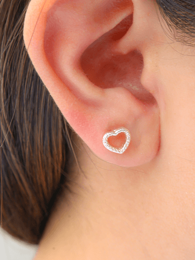 ARETE CLEO JOYAS & ACCESORIOS CORAZON ESCARCHADO PLATA MUJER - 2