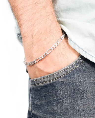 PULSERA FIGARO HOMBRE PLATA TIPO CARTIER - 3