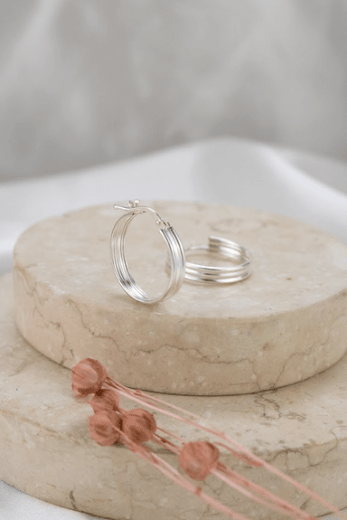 ARGOLLA CLEO JOYAS & ACCESORIOS DOBLE CAÑA 20MM PLATEADO PLATA