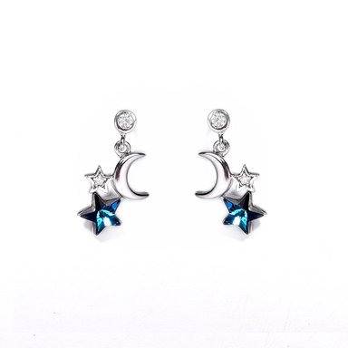 ARETE CLEO JOYAS & ACCESORIOS ESTRELLA AZUL NIGHT PLATA