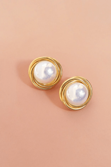 ARETE CLEO JOYAS & ACCESORIOS NORA PERLA DORADO FANTASIA