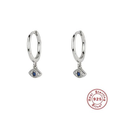 ARETE CLEO JOYAS & ACCESORIOS ARGOLLA OJO TURCO PLATEADO PLATA