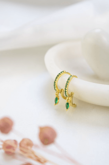 ARETE CLEO JOYAS & ACCESORIOS ARGOLLA GOUT VERDE DORADO PLATA