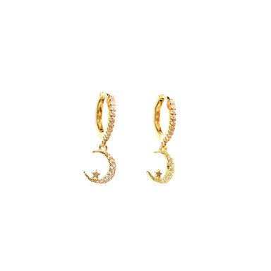 ARETE CLEO JOYAS & ACCESORIOS MOONSTAR LUNA ESTRELLA DORADO PLATA