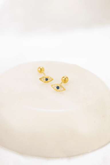 ARETE CLEO JOYAS & ACCESORIOS NAZAR OJO TURCO DORADO PLATA