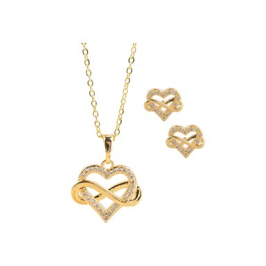 SET CORAZÓN INFINITO DORADO ACERO