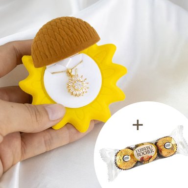 COLLAR GIRASOL GIRATORIO ANTIESTRÉS CON ESTUCHE CON CHOCOLATES