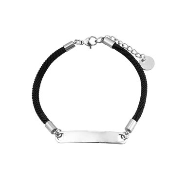 PULSERA DE SOGA NEGRO CON DIJE PLANO