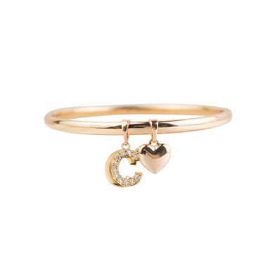 PUÑERA INICIAL C CORAZÓN ROSE