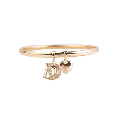 PUÑERA INICIAL D CORAZÓN ROSE