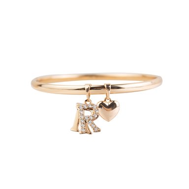 PUÑERA INICIAL R CORAZÓN ROSE