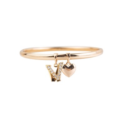 PUÑERA INICIAL V CORAZÓN ROSE