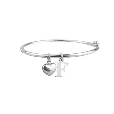 PUÑERA INICIAL F CORAZÓN PLATA