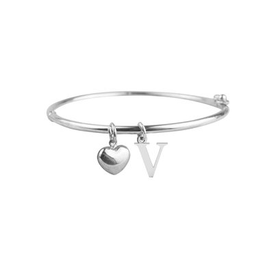 PUÑERA INICIAL V CORAZÓN PLATA