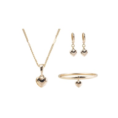 SET X3 CORAZÓN BOMBEADO ROSE ACERO - 1