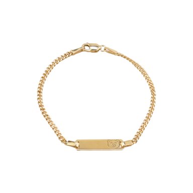 PULSERA PARA NIÑA OSITA CARA PLATA BAÑADA EN ORO