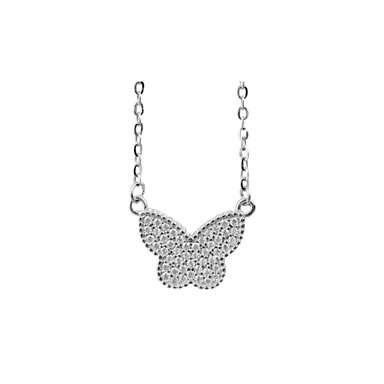COLLAR MARIPOSA CIRCONES PLATEADO PLATA