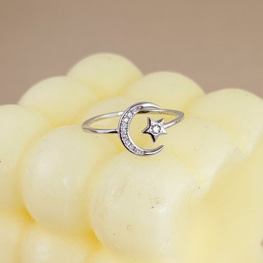 ANILLO LUNA Y ESTRELLA REGULABLE PLATA - 2
