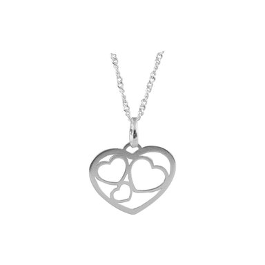 COLLAR CORAZONES CALADOS PLATA