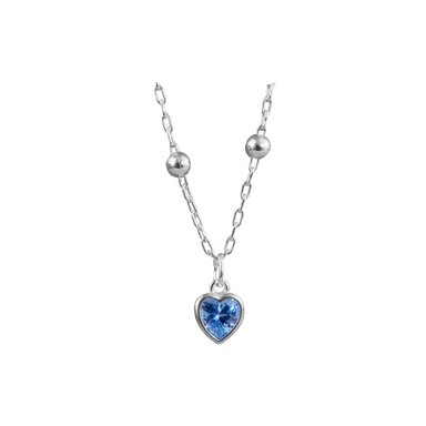 COLLAR CORAZÓN CRISTAL AZUL SWAROVSKI PLATA