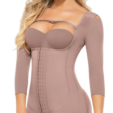 FAJA MUJER ANN-CHERY CHOCOLATE CLARO 5177-ANGELIQUE COLOMBIA POST-OPERATORIA CON MANGAS - 3