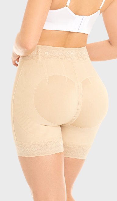 FAJA SHORT MUJER M&D BEIGE COLOMBIANO CORTO CON CIERRE COMPLET - 6