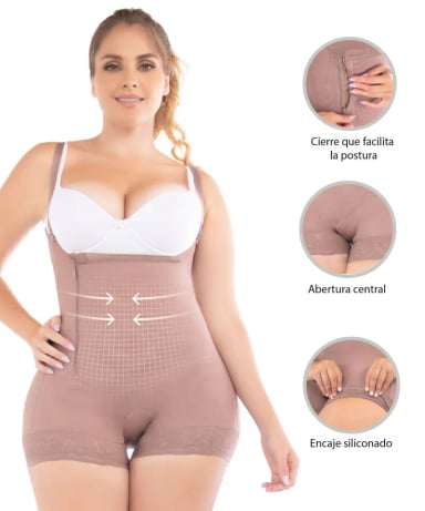 FAJA TIPO SHORT MUJER FAJATE CHOCOLATE CLARO 11046 ALTA COMPRESIÓN CON CIERRE LATERAL - 5