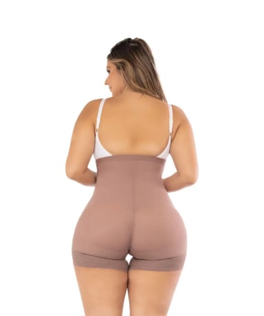 FAJA TIPO SHORT MUJER FAJATE CHOCOLATE CLARO 11385 ALTA COMPRESIÓN Y SOPORTE ABDOMINAL - 2