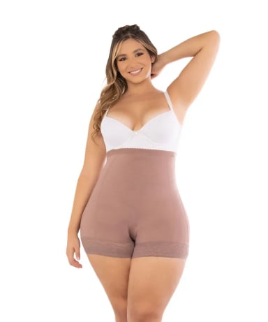 FAJA TIPO SHORT MUJER FAJATE CHOCOLATE CLARO 11385 ALTA COMPRESIÓN Y SOPORTE ABDOMINAL - 4