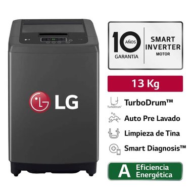 LAVADORA LG 13 KG SUPERIOR SMART INVERTER WT13BPBK NEGRO