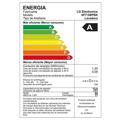 LAVADORA LG 13 KG SUPERIOR SMART INVERTER WT13BPBK NEGRO - 6