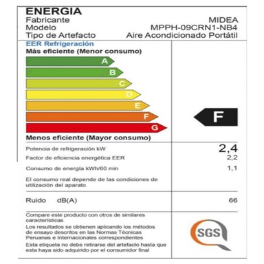 AIRE ACONDICIONADO PORTÁTIL 9000 BTU MIDEA MPPH-09CRN1-NB4 BLANCO - 6